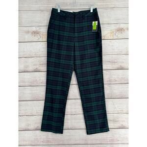 Volcom FroChickie High Rise Plaid Chino Pants Womens 29x30 Blue Green NEW